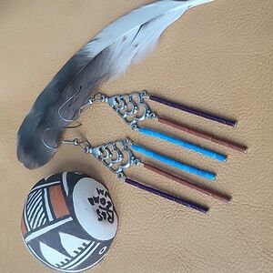 Multistone Dangle Earrings Southwestern Boho Artsy Gify Jewelry